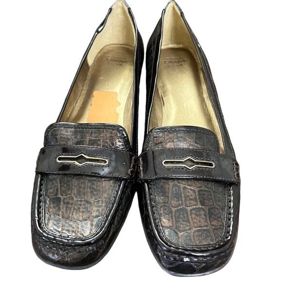 Circa Joan & David Luxe Finton Patent Leather Wedge Square Toe Shoes Loafer 10.5 - Picture 6 of 16